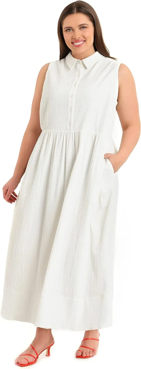 Maggy London Women's Maxi Full Skirt Shirt Dress