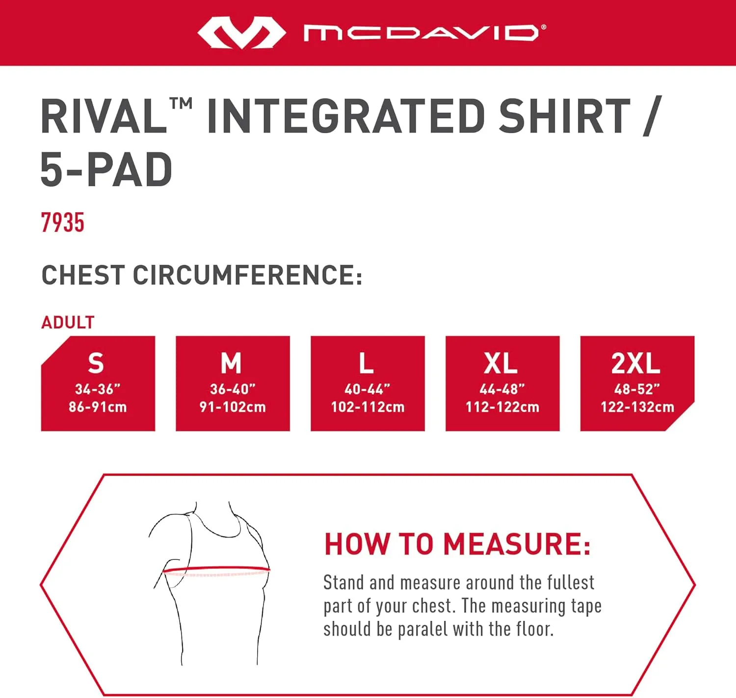 McDavid Mens Integrated 5-Pad Shirt, Comfort & Protection from Hard Objects, Lightweight & Breathable, Football & Lacrosse