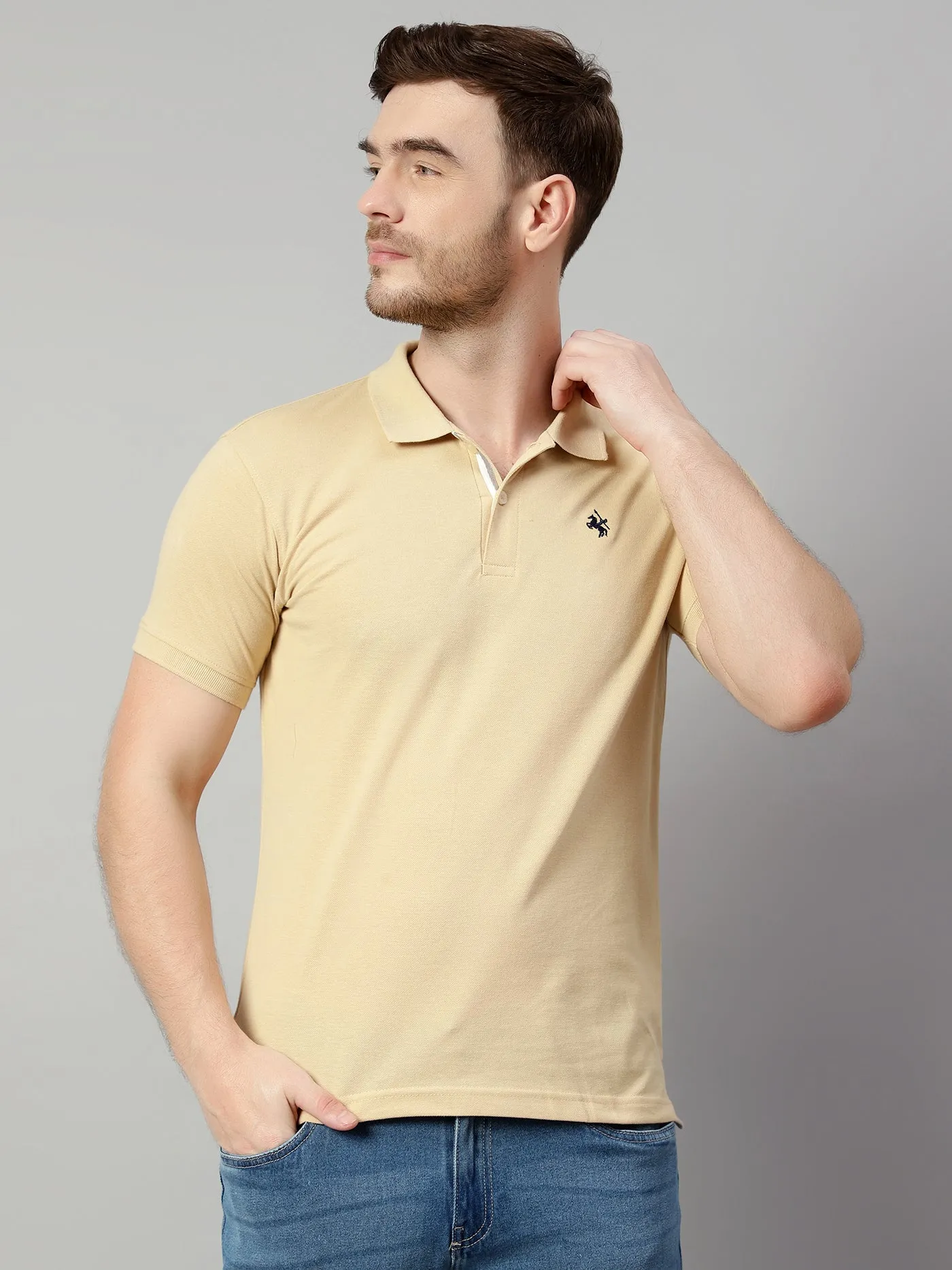 Men Beige T-Shirt
