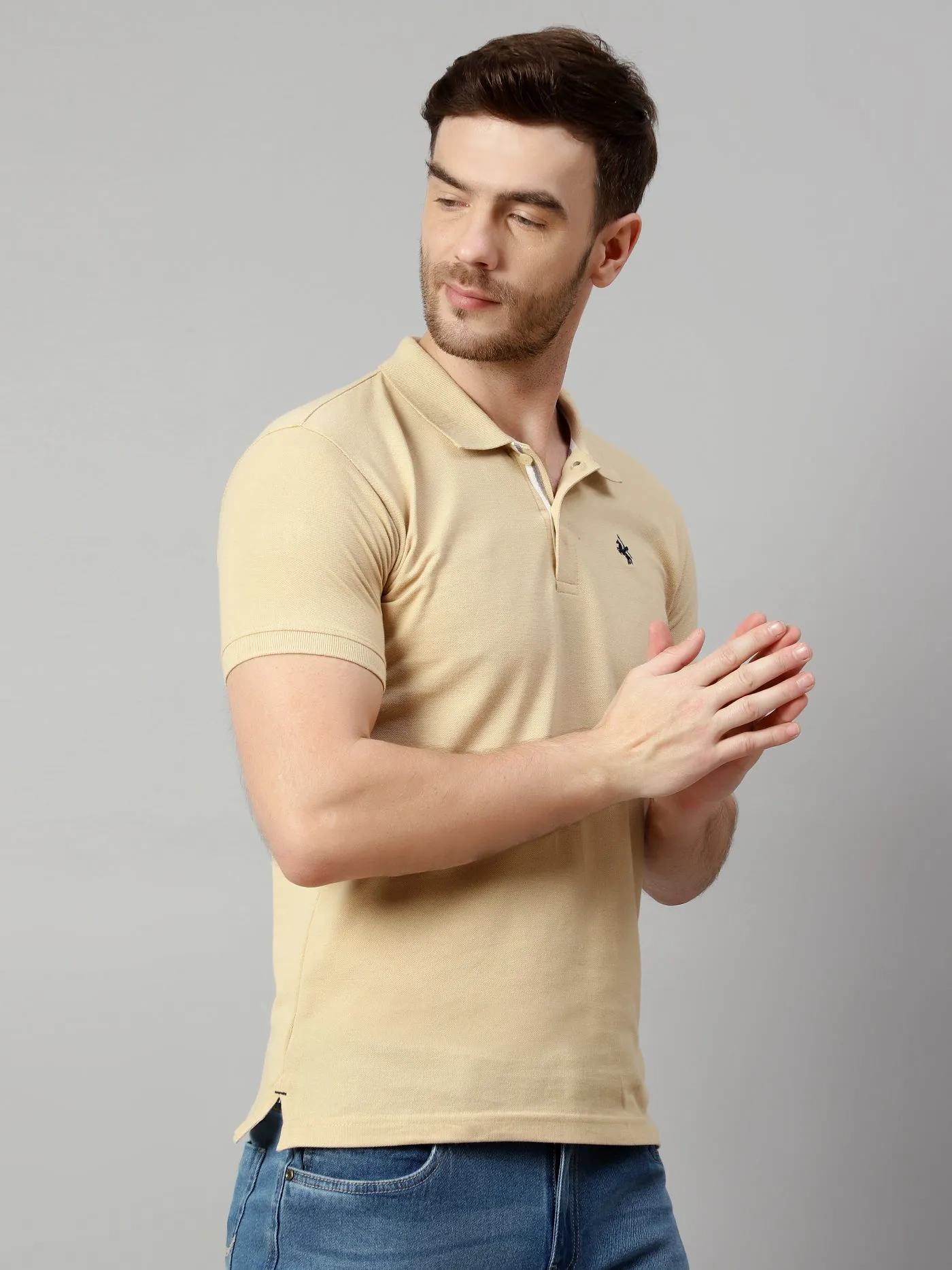 Men Beige T-Shirt