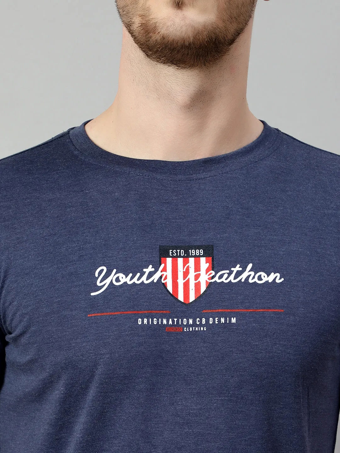 Men Blue Melange T-Shirt