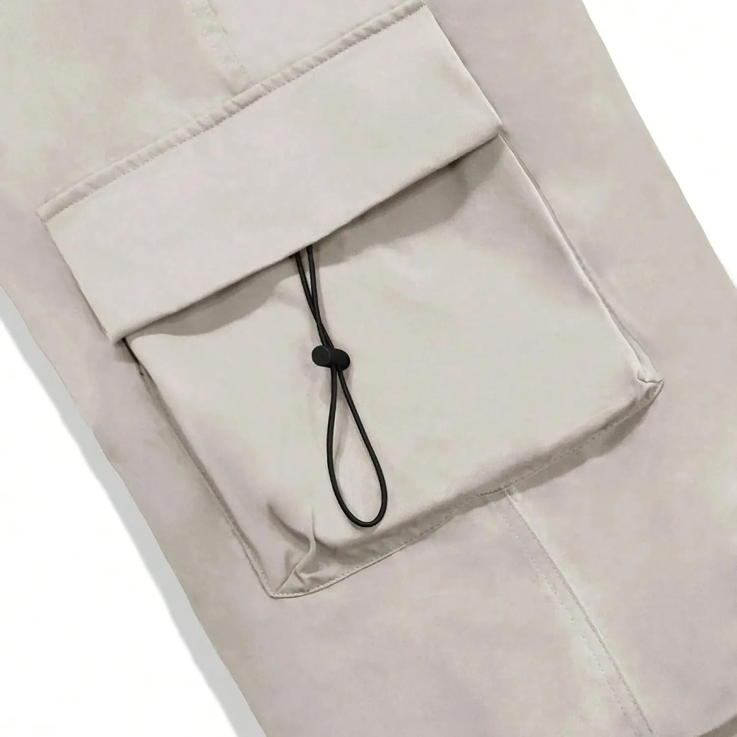 Mens Cargo Pants Casual Lightweight Elastic Waist Drawstring Pant Streetwear with Multiple Pockets