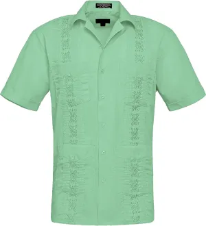 Men's Guayabera Premium Lightweight Embroidered Pleated Cuban Shirt