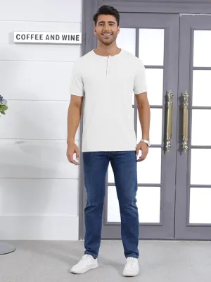 Mens Henley Shirt Dry Fit Tech 3 Button Slim Fit Quick Dry Gym Tshirt Short Sleeve Lightweight Casual T Basic Tee
