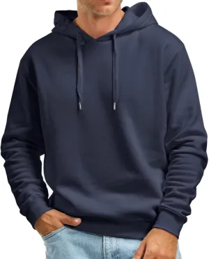 Mens Hoodie, Mens Fashion Athletic Hoodies Sports Sweatshirt Solid Color Fleece Pullover Casual Drawstring Y2K Hoodie