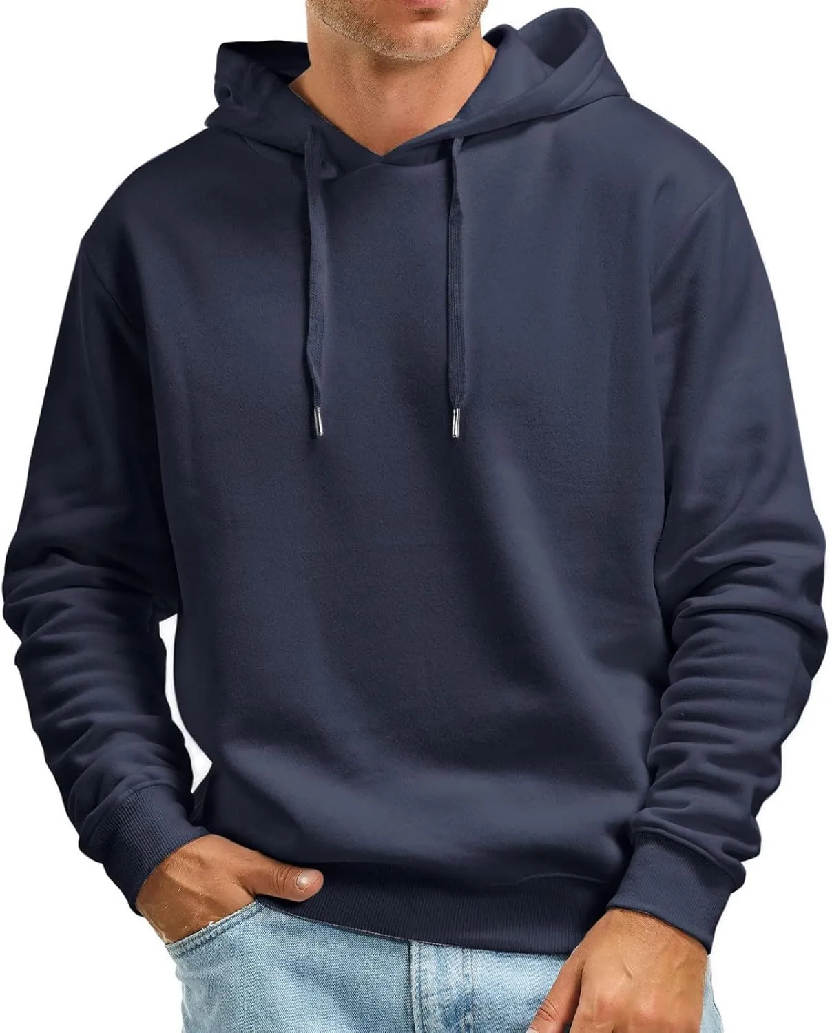 Mens Hoodie, Mens Fashion Athletic Hoodies Sports Sweatshirt Solid Color Fleece Pullover Casual Drawstring Y2K Hoodie