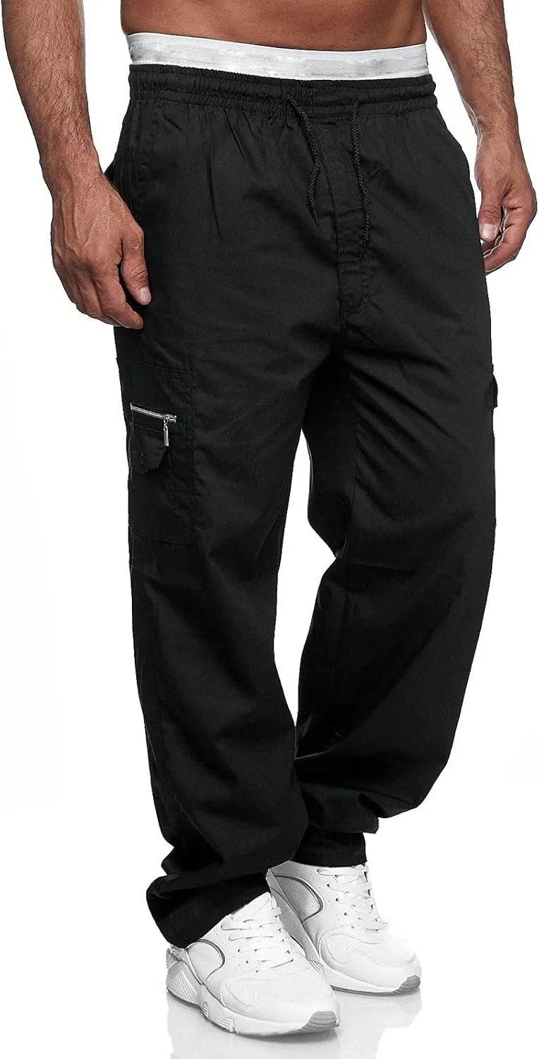 Mens Quick Dry Swim Trunks Elastic Waist Drawstrings Cargo Shorts Compression Liner Beach Board Shorts with Pockets