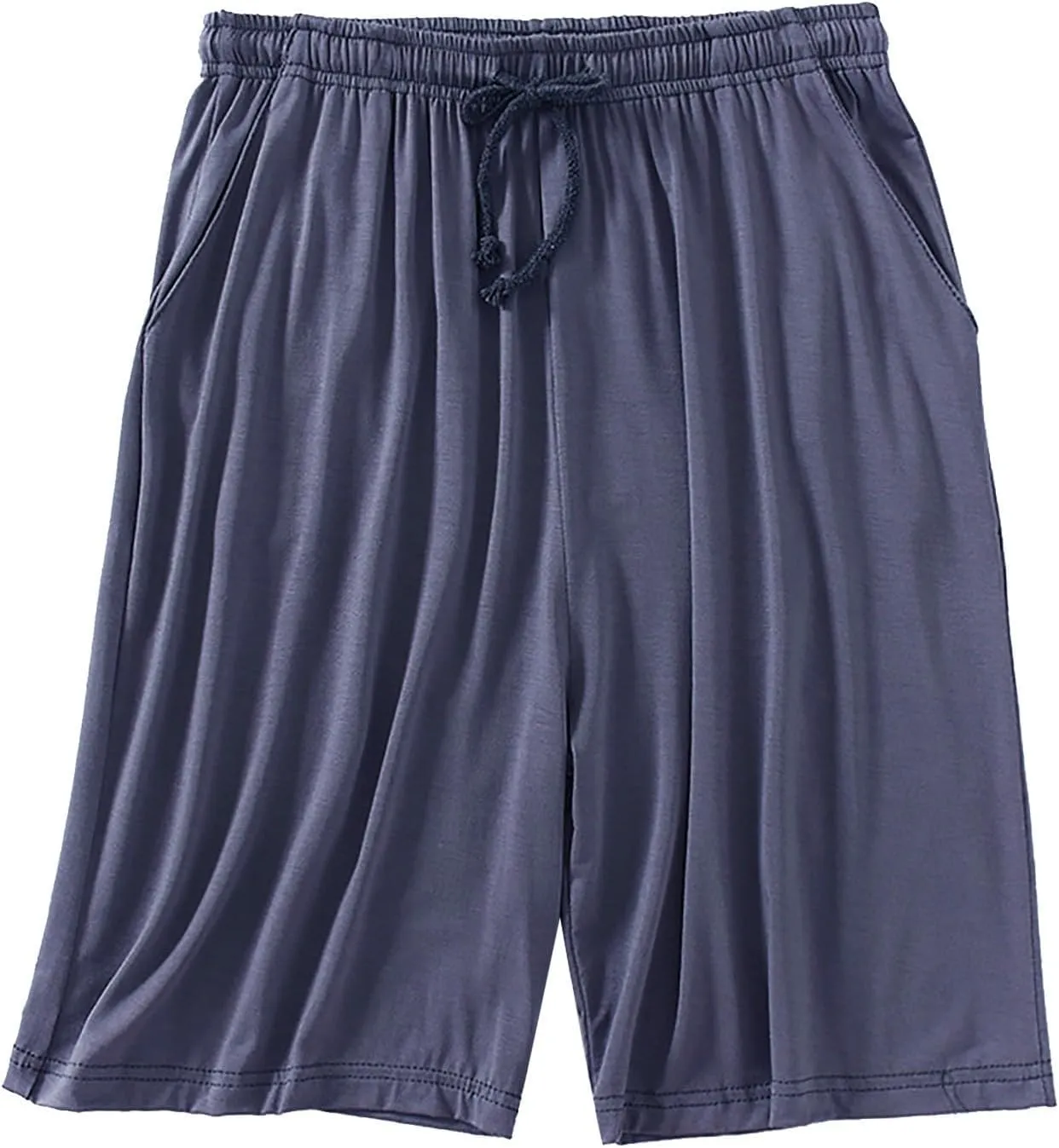 Mens Summer Linen Shorts Elastic Waist Drawstring Classic Cotton Beach Stretch Chino Athletic Shorts with Pockets