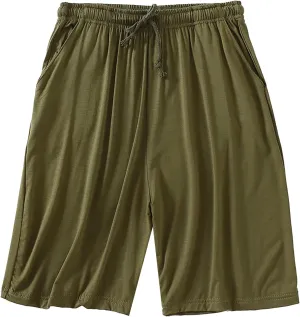 Mens Summer Linen Shorts Elastic Waist Drawstring Classic Cotton Beach Stretch Chino Athletic Shorts with Pockets