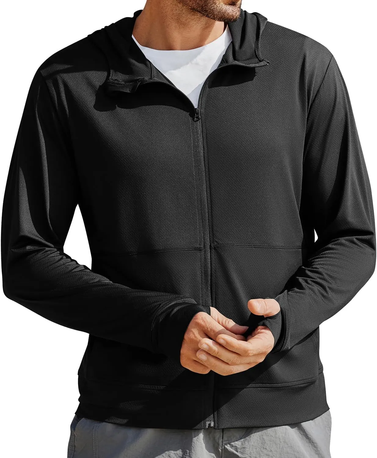 Men's UPF 50  Full Zip Up Sun Protection Hoodie Jacket Long Sleeve Lightweight UV Shirts for Men Hiking Fishing