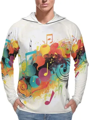 Men's UPF 50  Sun Protection Hoodie Outdoor UV Shirts Abstract Music Themed Long Sleeve Quick Dry Fishing Hiking Shirt