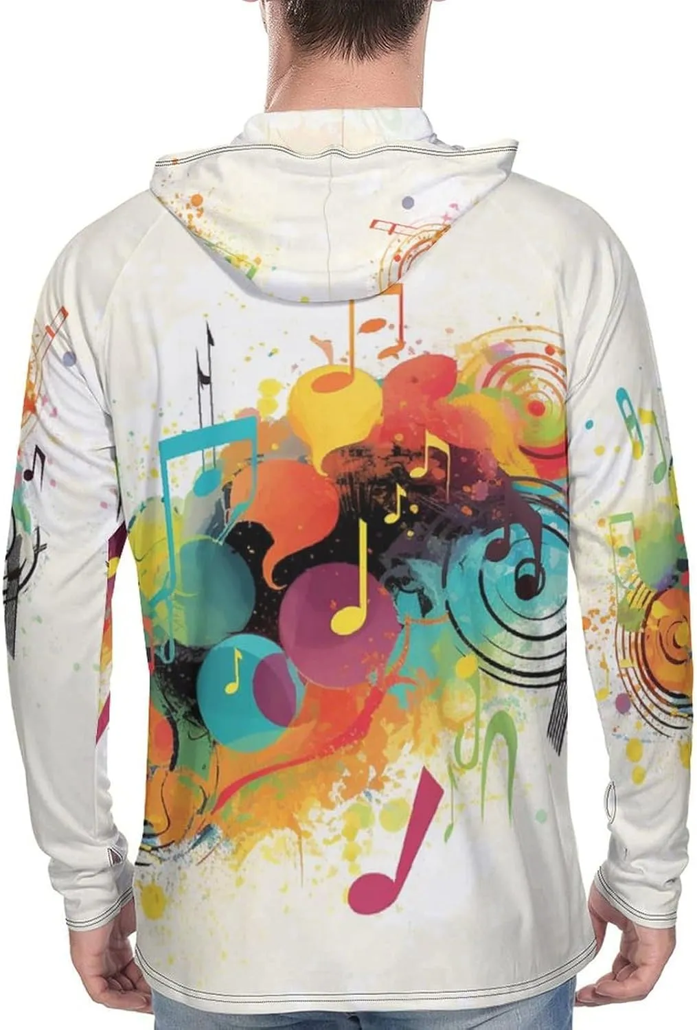 Men's UPF 50  Sun Protection Hoodie Outdoor UV Shirts Abstract Music Themed Long Sleeve Quick Dry Fishing Hiking Shirt