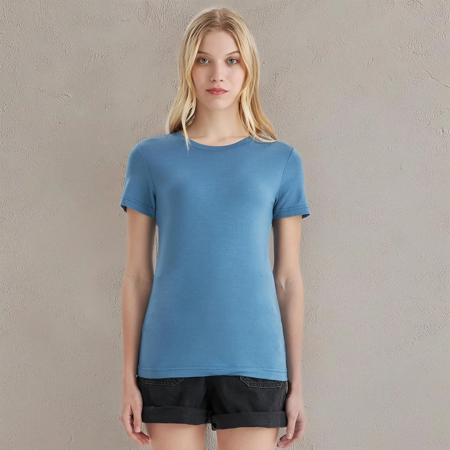 Merino Protect 100% Merino Wool T Shirts Women Crew Neck Tops Short Sleeve Odor Resistance Base Layer Travel Hiking Tee Shirt