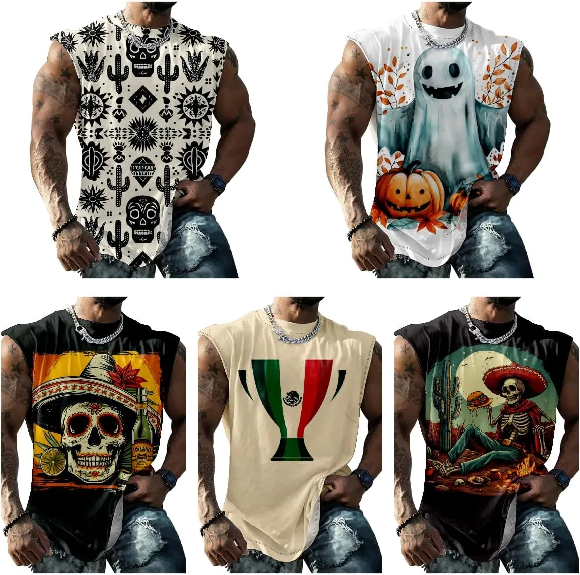 Mexico Gym Shirts Men Graphic Tank Top Mens Sleeveless Quick Dry Cool Crew Neck 3D Design Workout Funny Tee