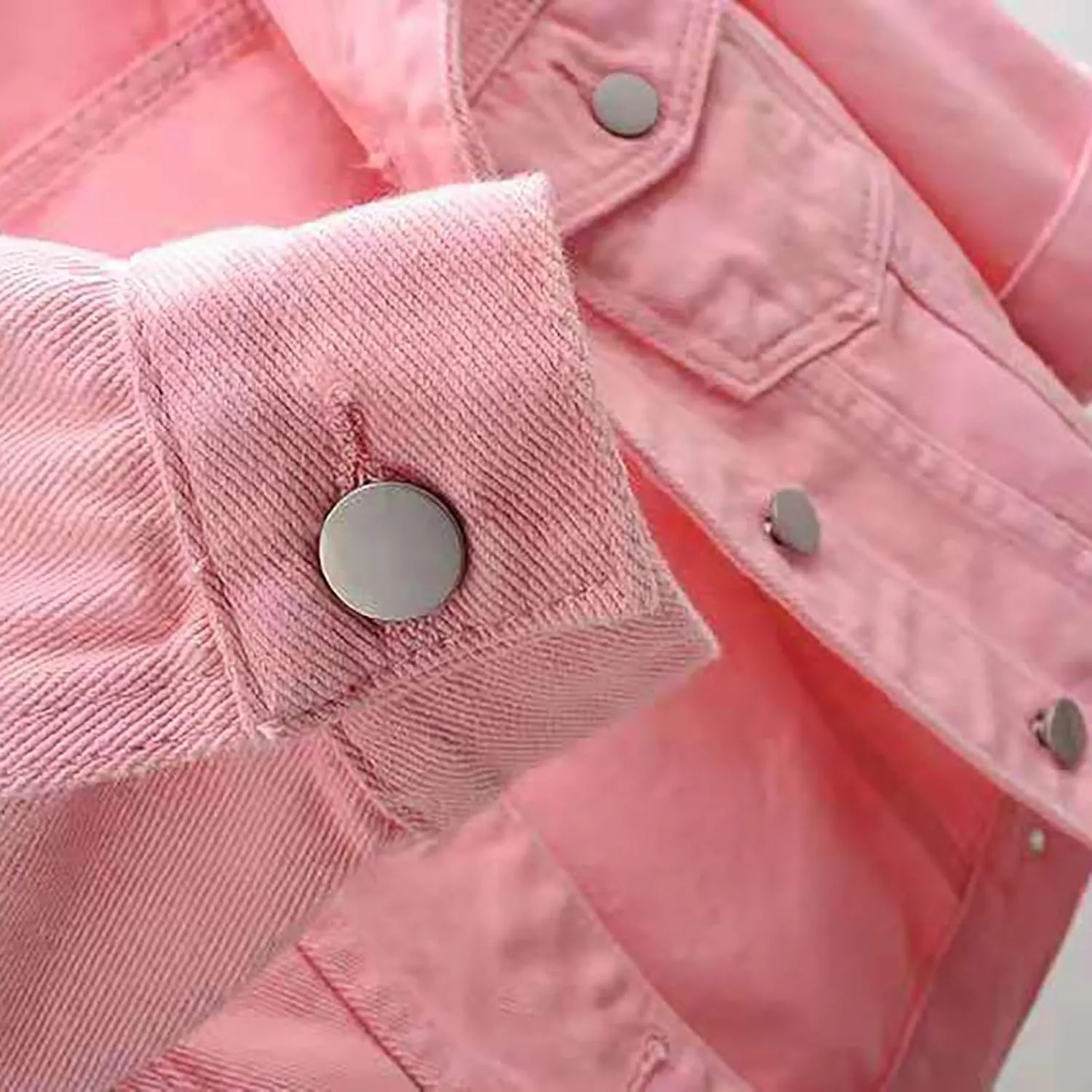 Miyaomn Womens 3/4 Sleeve Short Denim Jacket Lapel Collared Button Down Cropped Jean Jackets Pockets Casual Work Trucker Coat