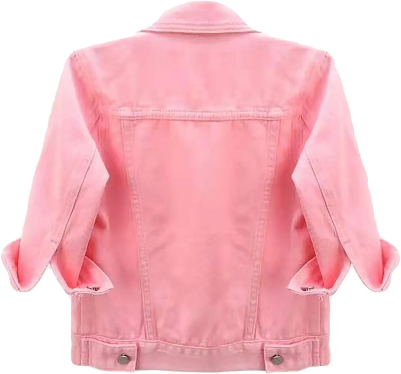 Miyaomn Womens 3/4 Sleeve Short Denim Jacket Lapel Collared Button Down Cropped Jean Jackets Pockets Casual Work Trucker Coat