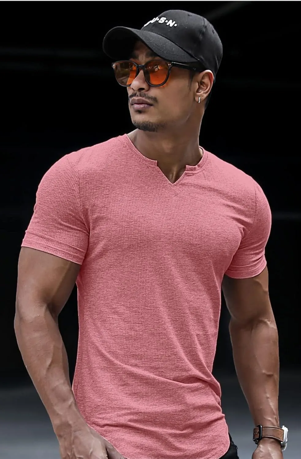 Muscle Cmdr Men's Henley Long&Short Sleeve T-Shirt Slim Fit V Neck Shirts Stretch Tee Casual Underwear Athletic Medium Weight