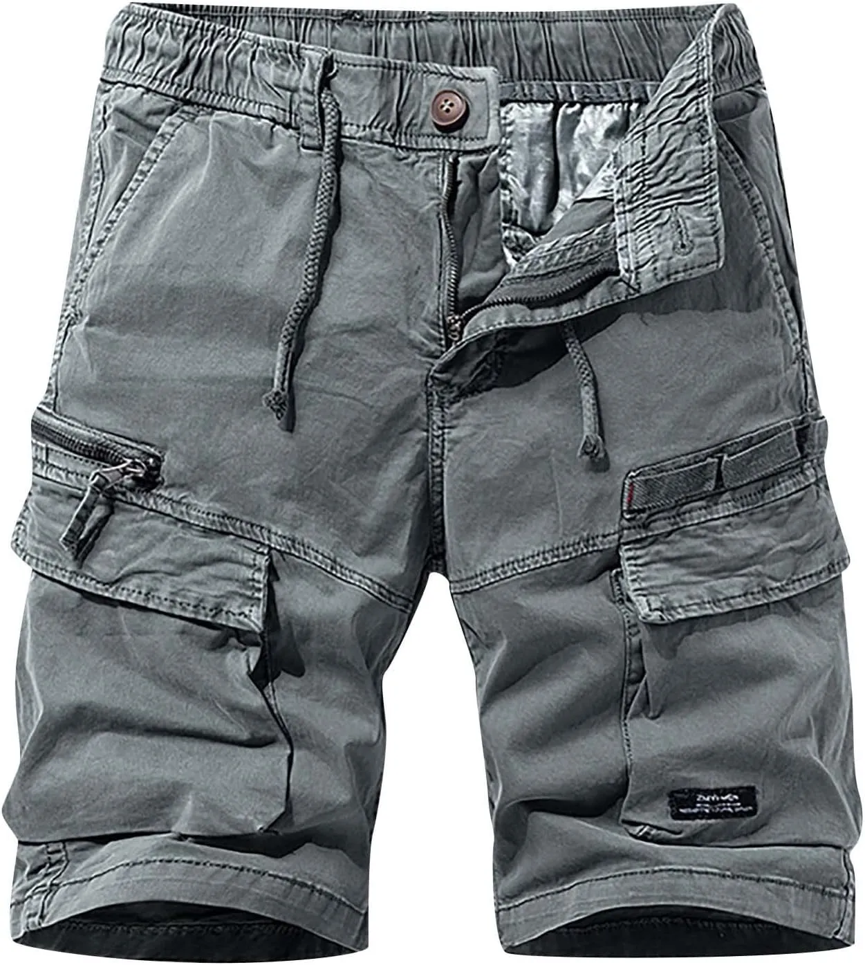 Muscularfit Big and Tall Cargo Shorts for Men 2023 Casual Drawstring Elastic Waist Tooling Shorts 7" Inseam Waistband Shorts