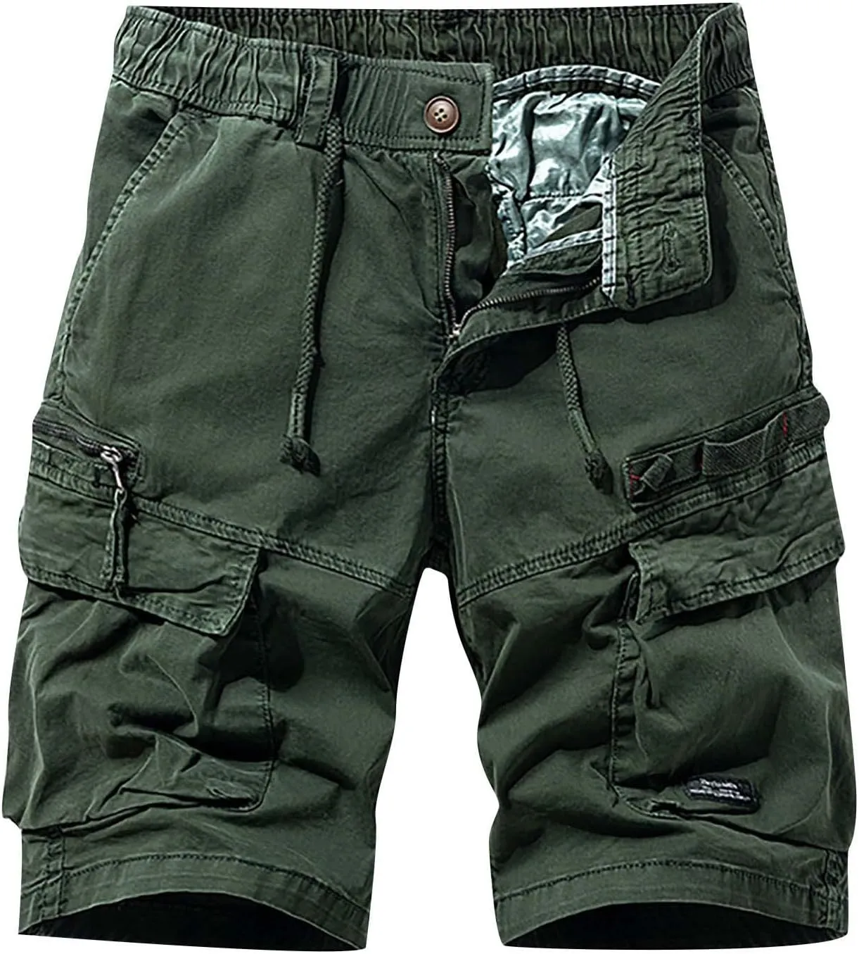 Muscularfit Big and Tall Cargo Shorts for Men 2023 Casual Drawstring Elastic Waist Tooling Shorts 7" Inseam Waistband Shorts