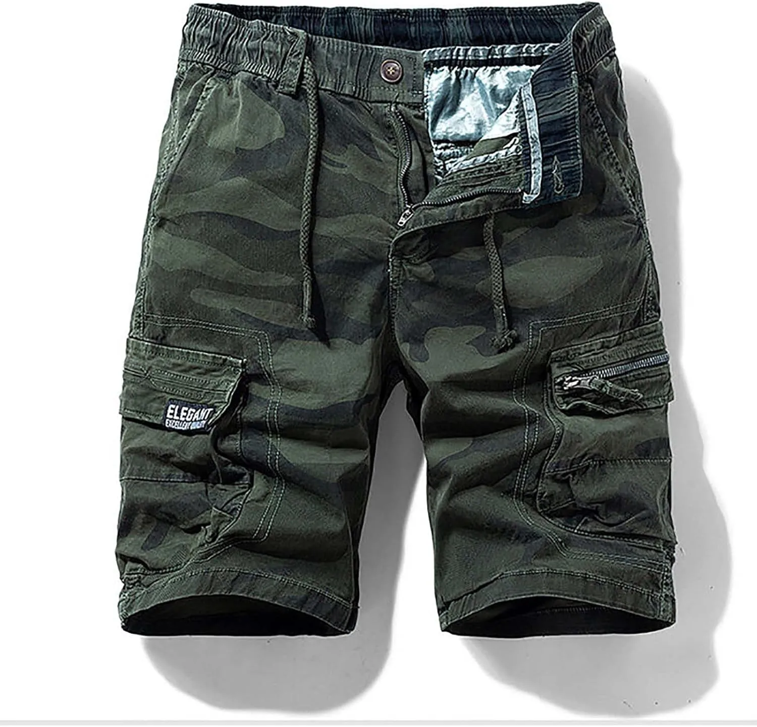 Muscularfit Big and Tall Cargo Shorts for Men 2023 Casual Drawstring Elastic Waist Tooling Shorts 7" Inseam Waistband Shorts