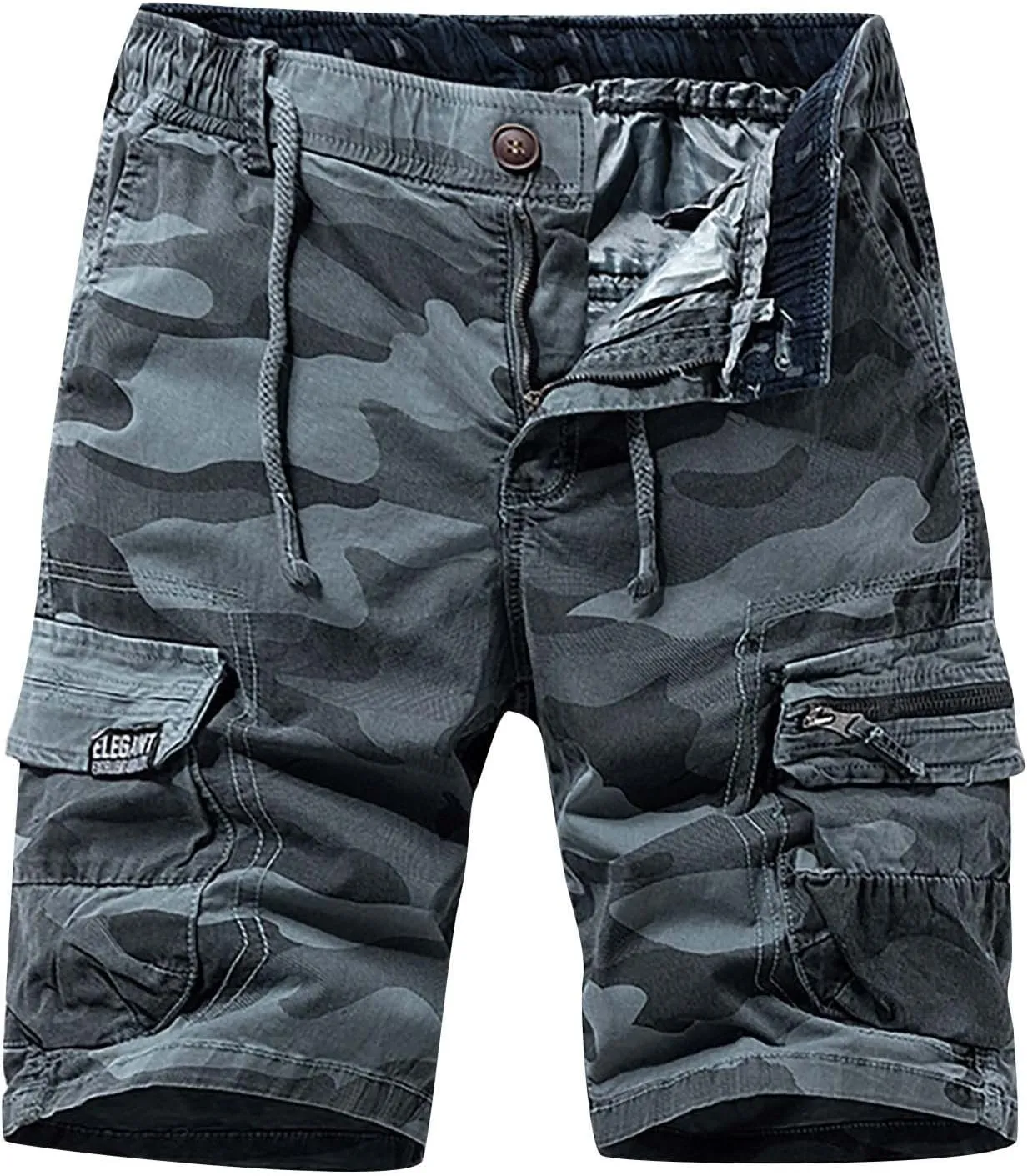 Muscularfit Big and Tall Cargo Shorts for Men 2023 Casual Drawstring Elastic Waist Tooling Shorts 7" Inseam Waistband Shorts