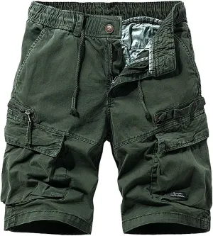 Muscularfit Big and Tall Cargo Shorts for Men 2023 Casual Drawstring Elastic Waist Tooling Shorts 7" Inseam Waistband Shorts