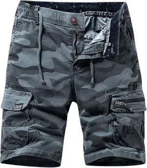 Muscularfit Big and Tall Cargo Shorts for Men 2023 Casual Drawstring Elastic Waist Tooling Shorts 7" Inseam Waistband Shorts