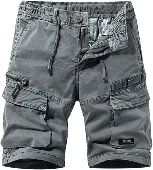 Muscularfit Big and Tall Cargo Shorts for Men 2023 Casual Drawstring Elastic Waist Tooling Shorts 7" Inseam Waistband Shorts