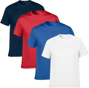 NewDenBer Men's Classic Basic Solid Crew Neck Soft Cotton T-Shirt 4 Pack