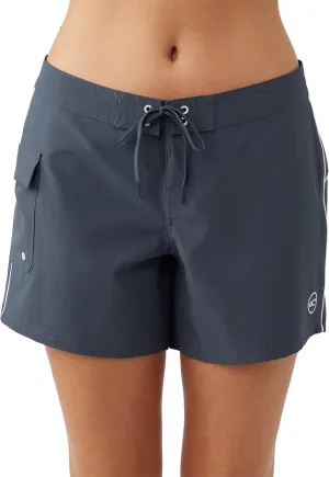 O'NEILL Women's 5 Inch Boardshorts - Stretchy Swim Shorts for Women - Beach Shorts for Swimming and Surfing,Slate | Whitecap,5
