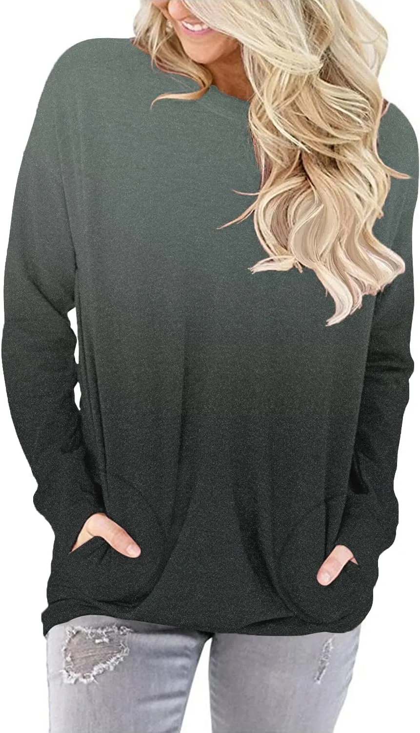 onlypuff Women's Pocket Shirt Graphic Tunic Tops Sweatshirts