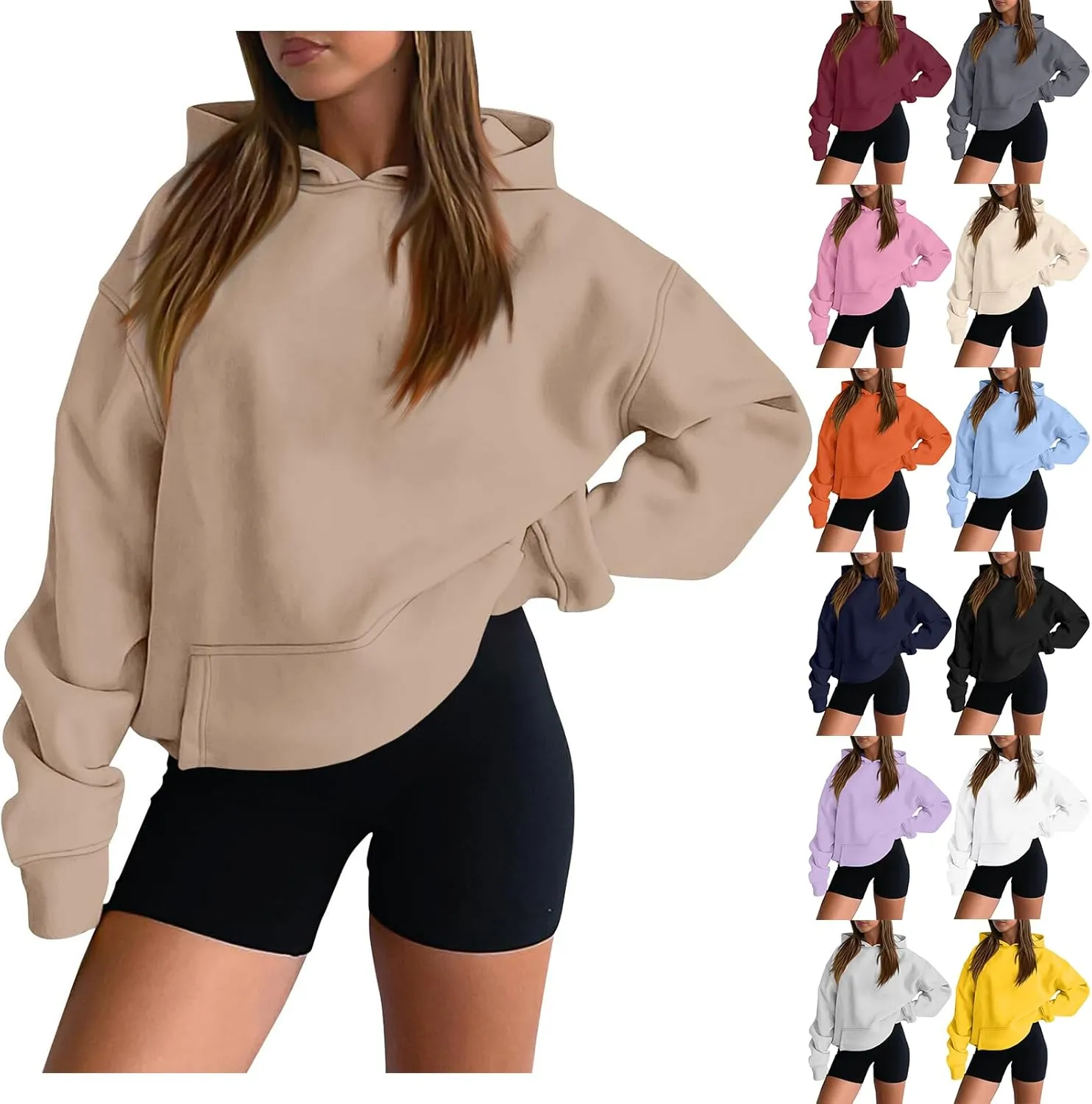 Oversized Hoodies for Women Comfy Fleece Hooded Sweatshirt Long Sleeve Sweater Pullover Hoodie with Pocket Fall Outfits