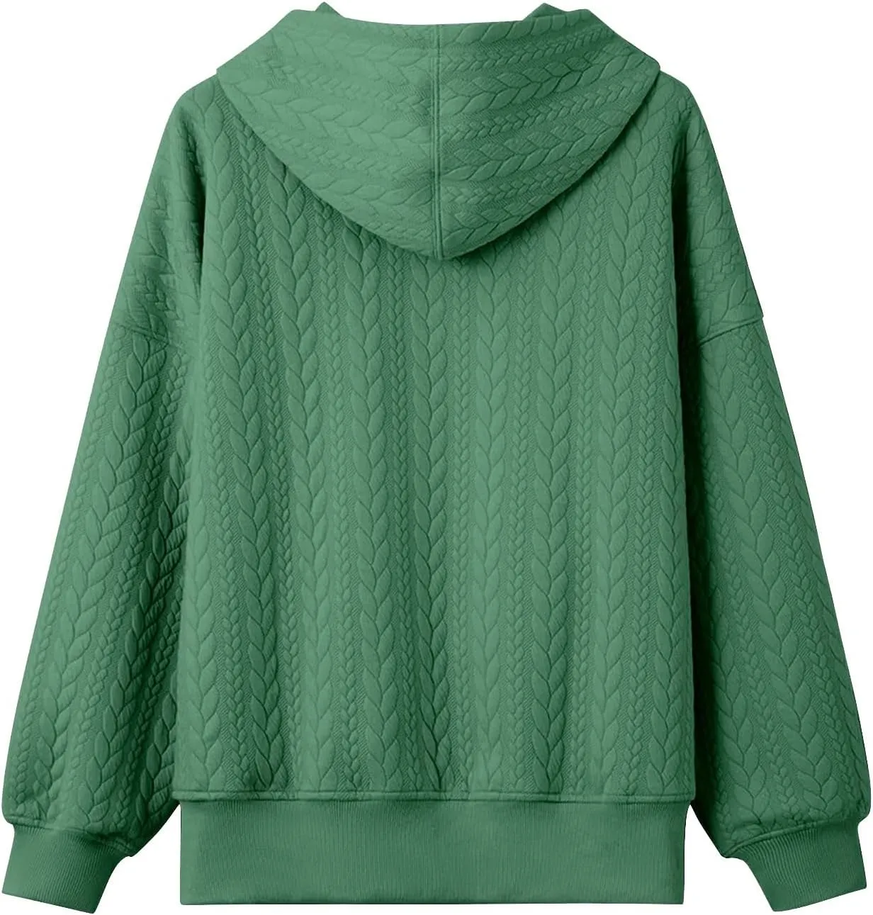 Oversized Hoodies for Women Trendy Jacquard Knit Sweater Drawstring Casual Long Sleeve Hooded Sweatshirt with Pocket