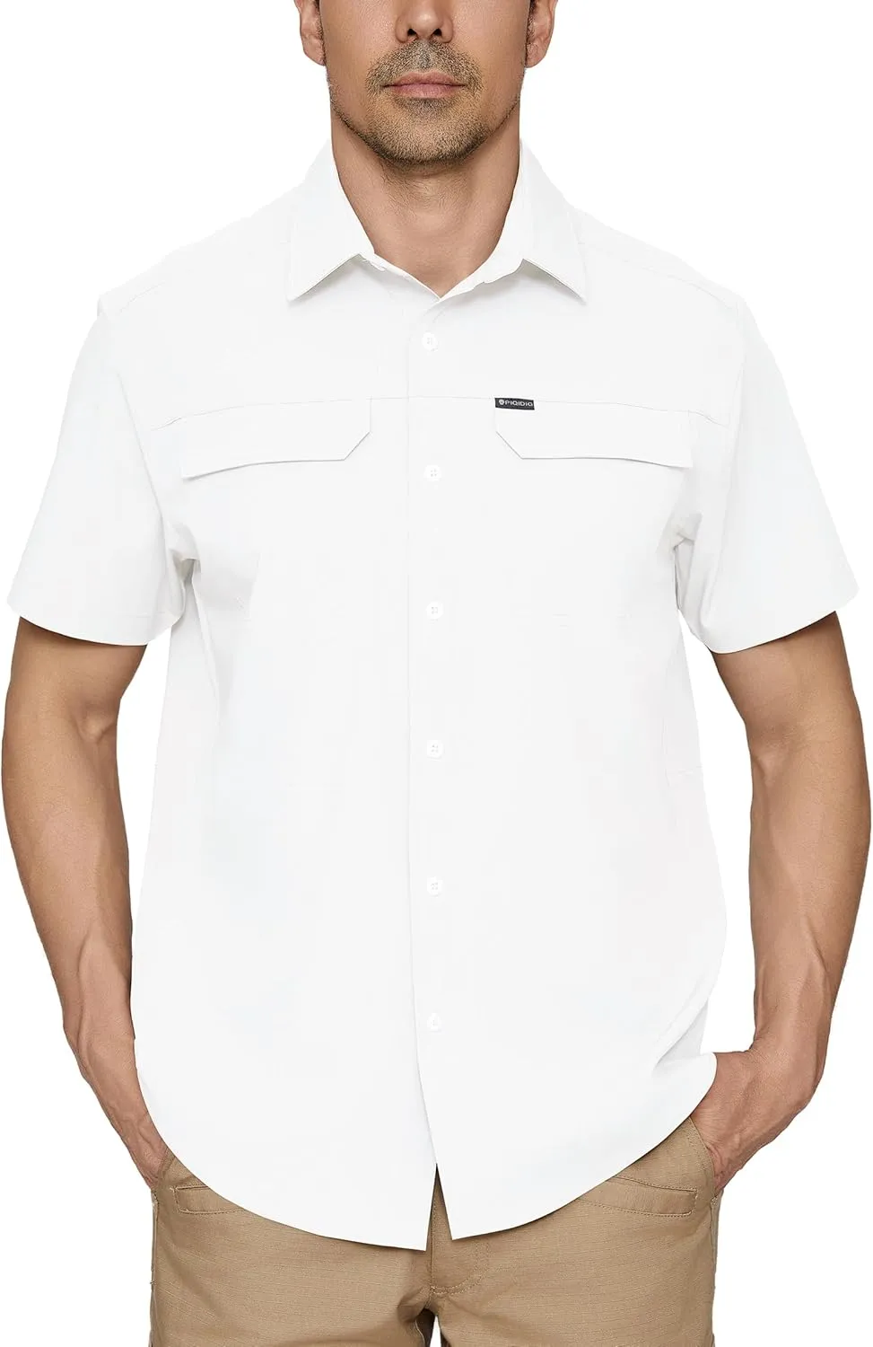 PIQIDIG Men's UPF 50  Sun Protection Shirt Short Sleeve Hiking Fishing Shirt Quick Dry for Safari Travel Button Down Shirts