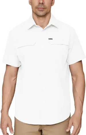 PIQIDIG Men's UPF 50  Sun Protection Shirt Short Sleeve Hiking Fishing Shirt Quick Dry for Safari Travel Button Down Shirts