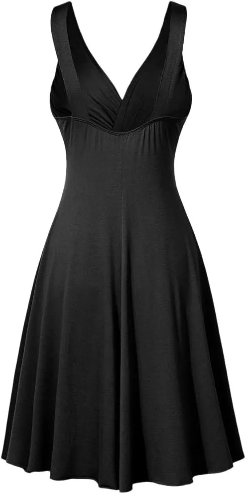Pleated Plus Skirt Women's Dresse Sling Slim Retro Size Flare V-Neck Sexy Temperamental Waist-Closing Women's Dress