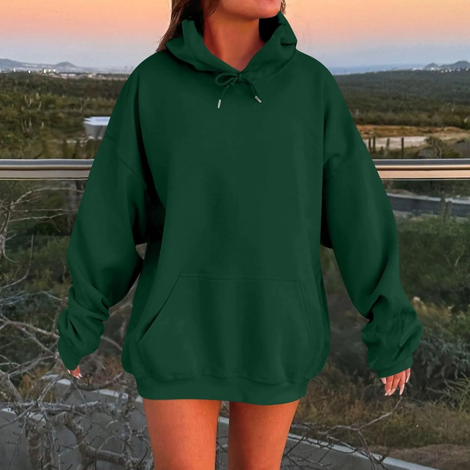 Plus Size Hoodie for Women Drop Shoulder Fleece Oversized Sweatshirts Baggy Pullover Tops Warm Winter Coat w/Pockets
