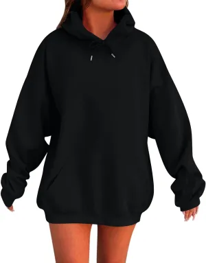 Plus Size Hoodie for Women Drop Shoulder Fleece Oversized Sweatshirts Baggy Pullover Tops Warm Winter Coat w/Pockets
