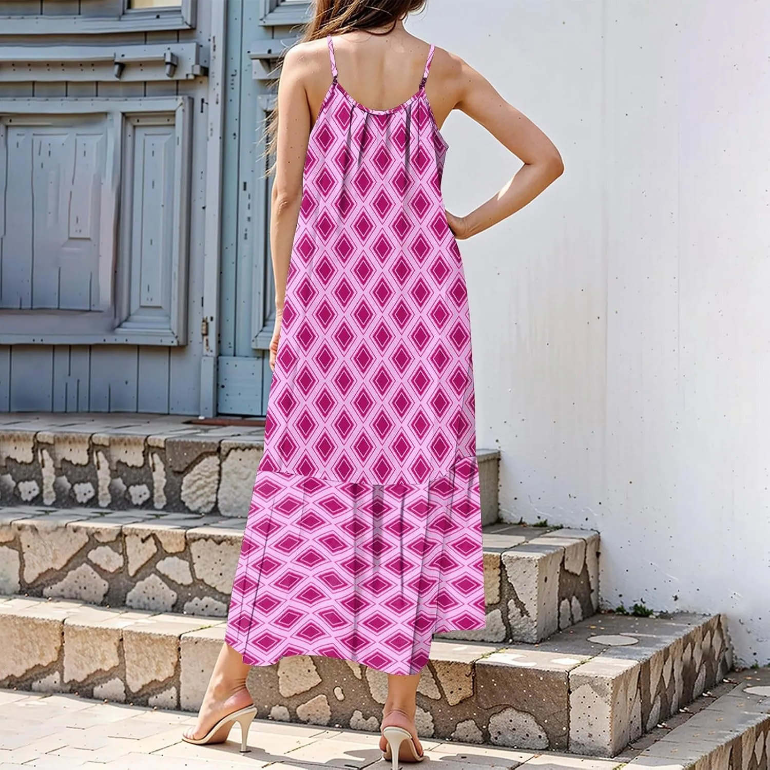 Plus Size Summer Dresses for Women Spaghetti Strap Sleeveless Maxi Dress Floor Length Bohemian Casual Formal Dress