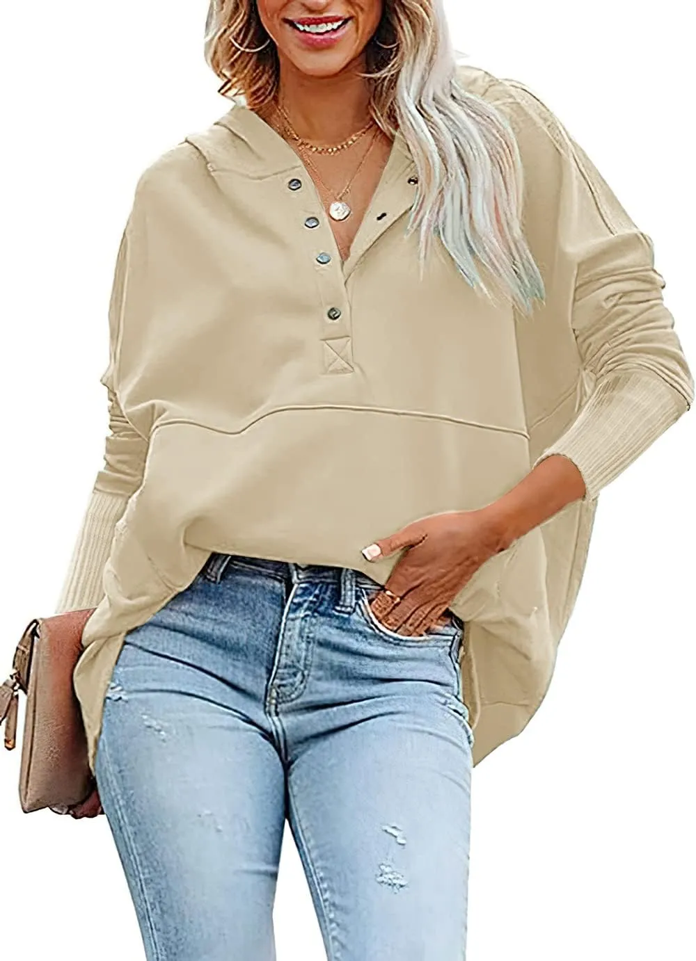 PRETTYGARDEN Women's Casual Long Sleeve Lapel Zipper Sweatshirt Drawstring Loose Pullover Tops