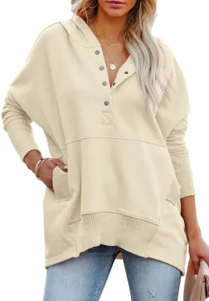 PRETTYGARDEN Women's Casual Long Sleeve Lapel Zipper Sweatshirt Drawstring Loose Pullover Tops