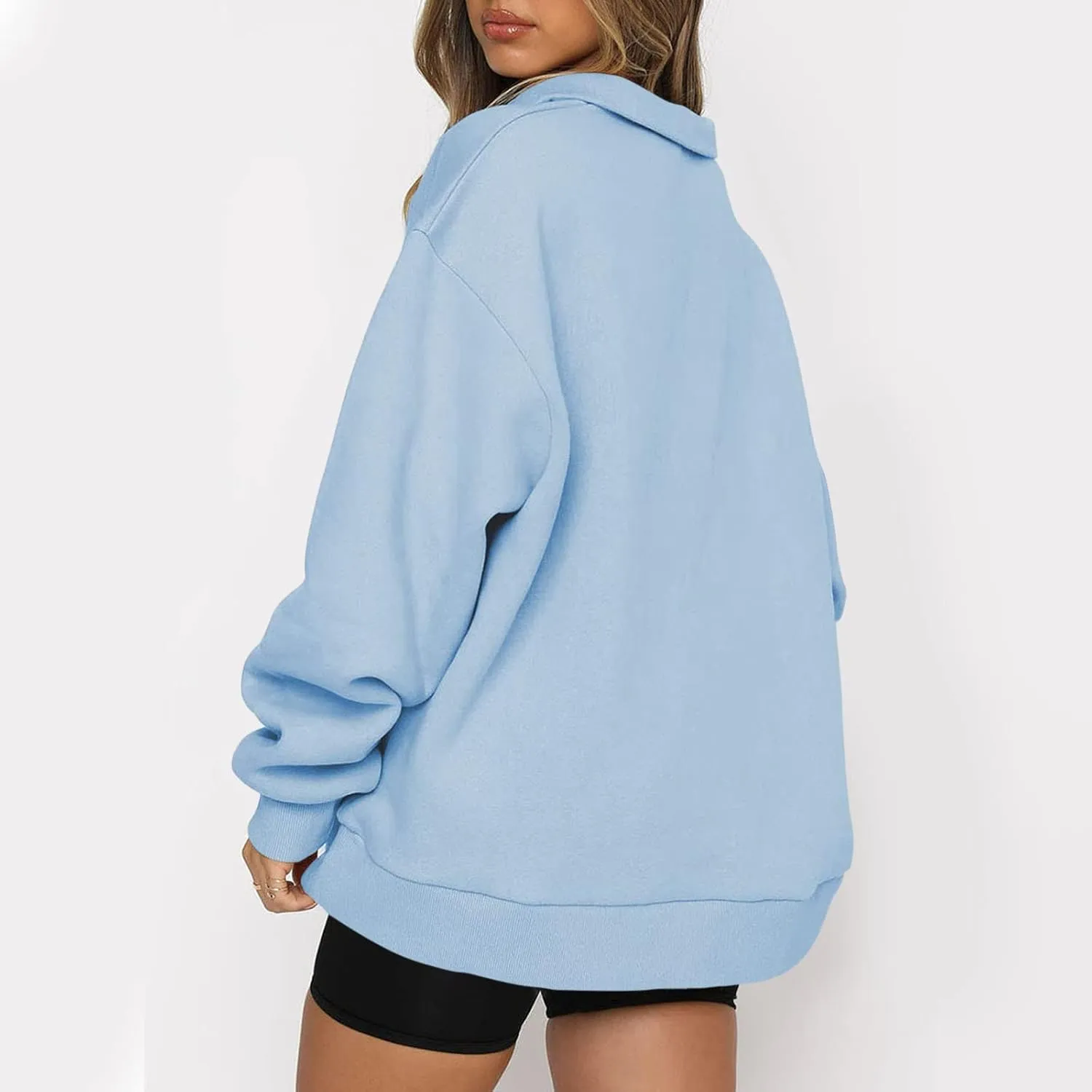 Quarter Zip Pullover Women Oversized Scuba Dupes Sweatshirt Fall Fashion 2023 Half Zip Hoodies Pullover Y2K Teen Girl Clothes