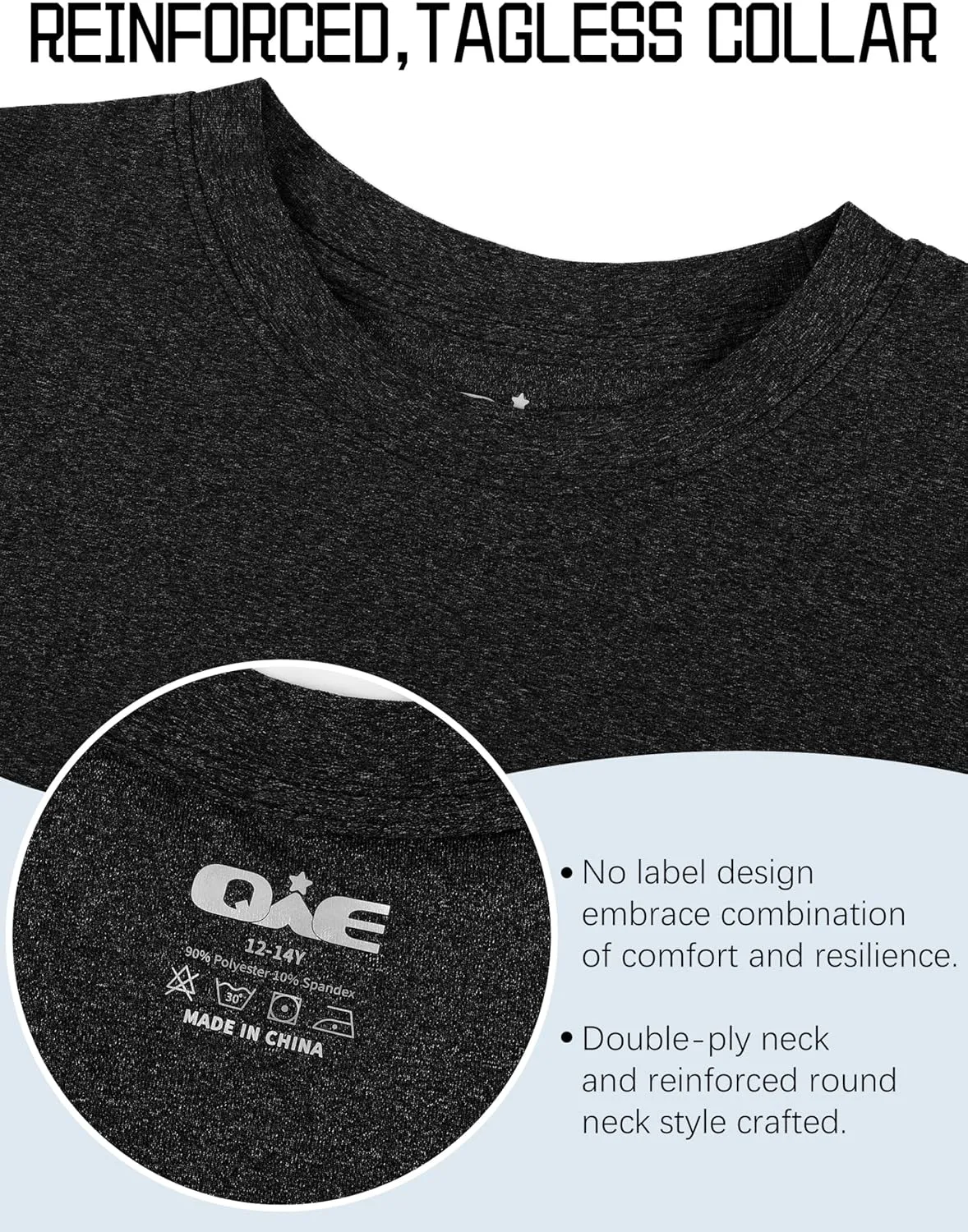 QWE 5 Pack Boys Shirts Youth Dry Fit Shirts Athletic Short Sleeve T-Shirt Boys' Activewear Tops for Youth Teens 5-18 Years