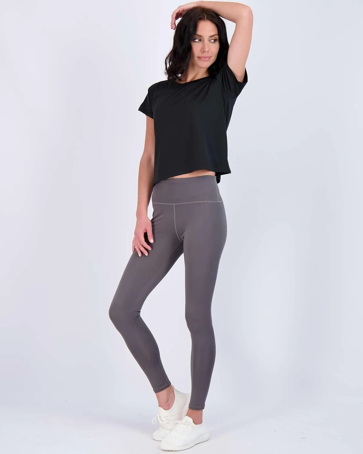 Real Essentials 5 Pack: Women's Dry Fit Crop Top - Short Sleeve Crew Neck Stretch Athletic Tee (Available in Plus Size)