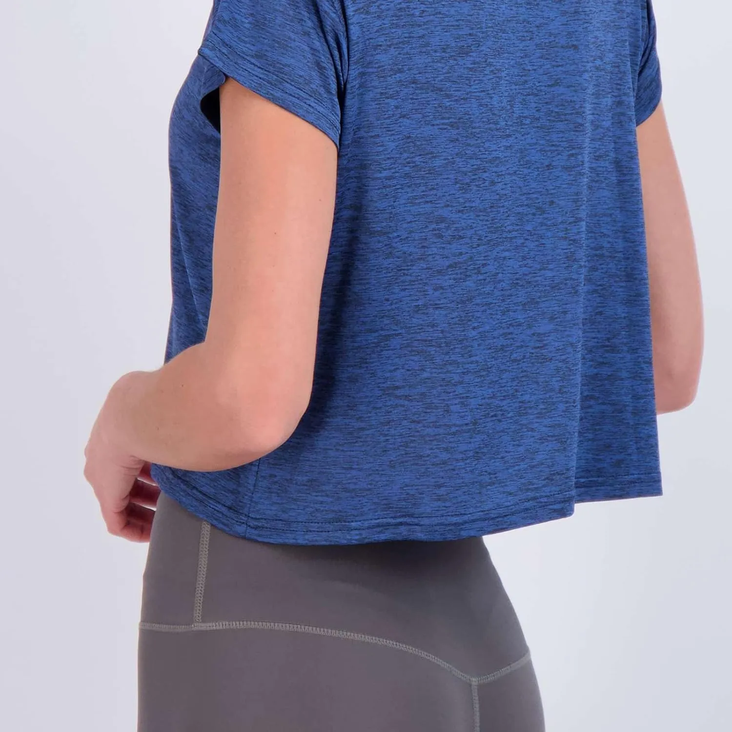 Real Essentials 5 Pack: Women's Dry Fit Crop Top - Short Sleeve Crew Neck Stretch Athletic Tee (Available in Plus Size)