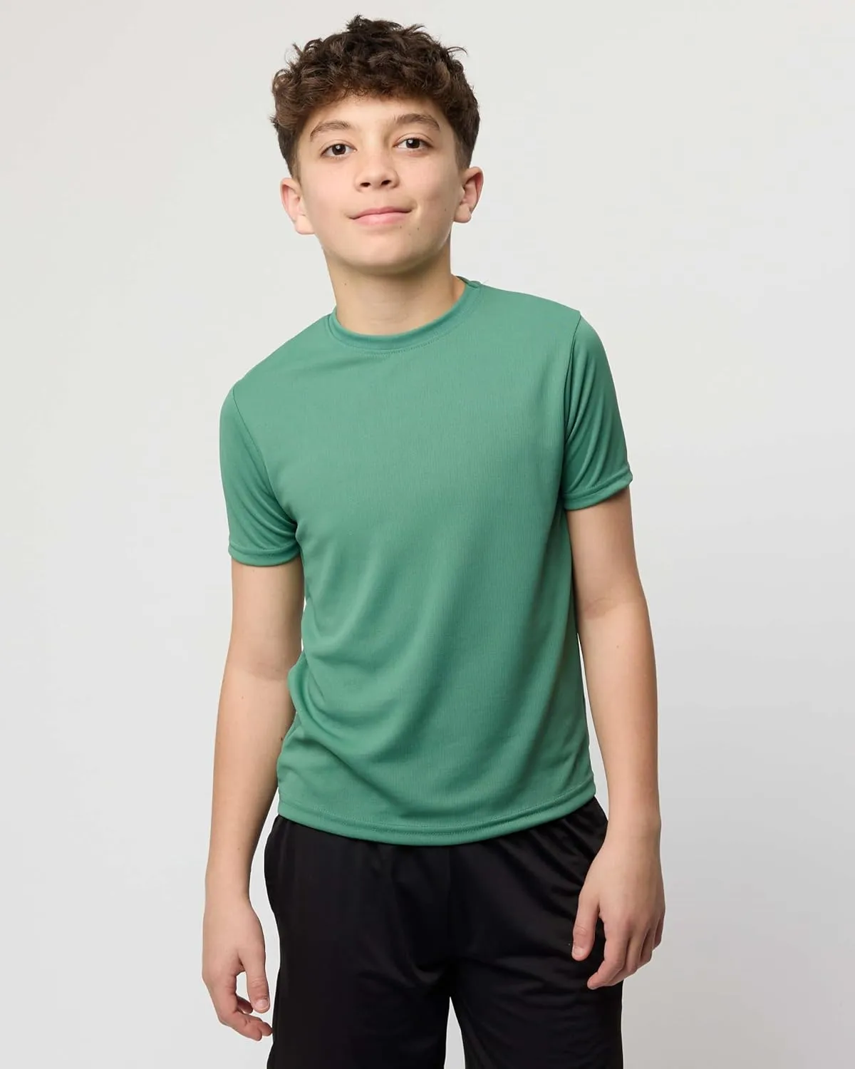 Real Essentials 5 Pack: Youth Mesh Moisture Wicking Active Athletic Performance Short-Sleeve T-Shirt Boys & Girls