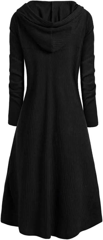 RMXEi Womens Fashion Hooded Plus Size Vintage Cloak High Low Sweater Blouse Tops