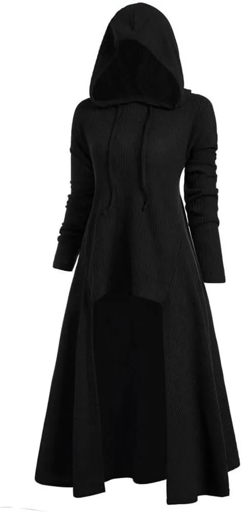 RMXEi Womens Fashion Hooded Plus Size Vintage Cloak High Low Sweater Blouse Tops