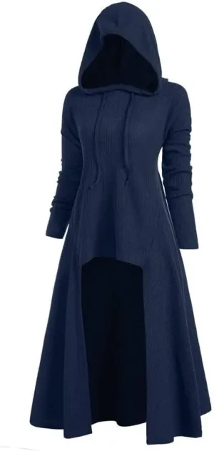 RMXEi Womens Fashion Hooded Plus Size Vintage Cloak High Low Sweater Blouse Tops
