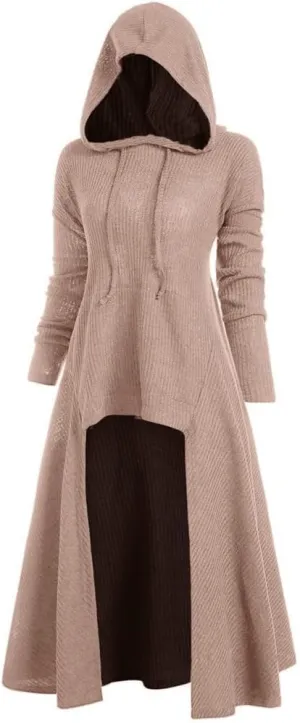RMXEi Womens Fashion Hooded Plus Size Vintage Cloak High Low Sweater Blouse Tops